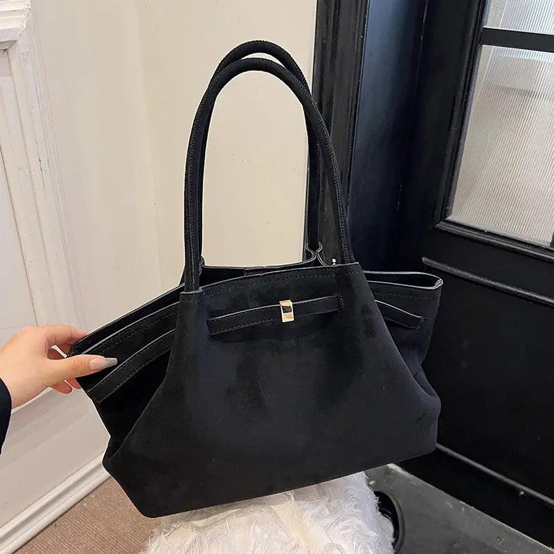 Suede tote bag for women large capacity commuting retro handbag eprolo