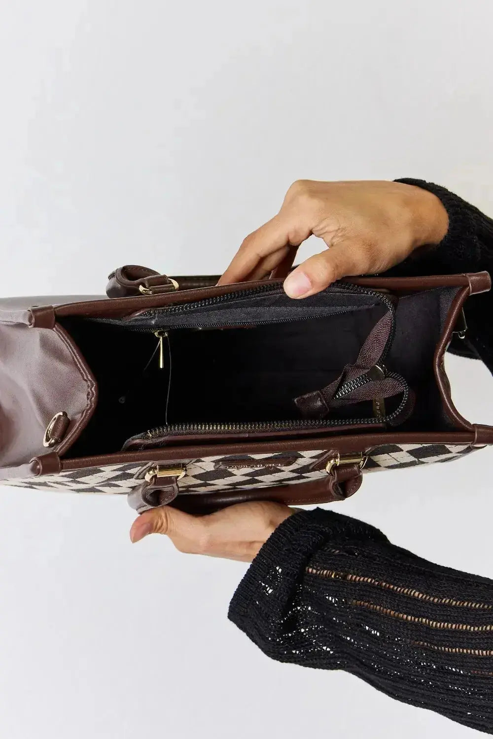 David Jones Argyle Pattern PU Leather Handbag - DaisyDrop 