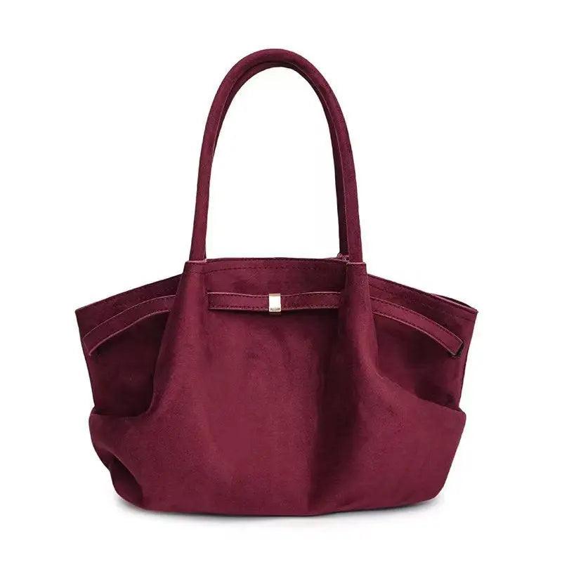 Suede tote bag for women large capacity commuting retro handbag eprolo