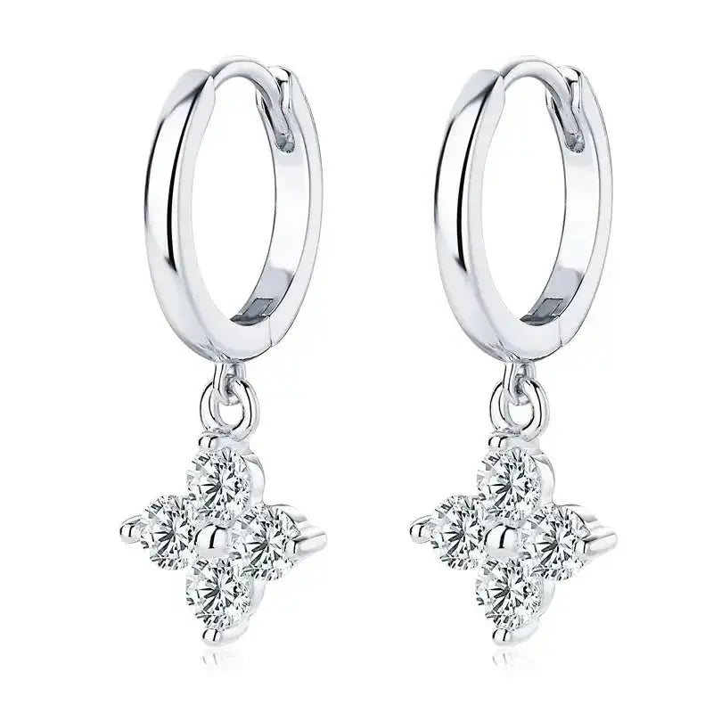 925 Sterling Silver Moissanite Hoop Drop Earrings - DaisyDrop 
