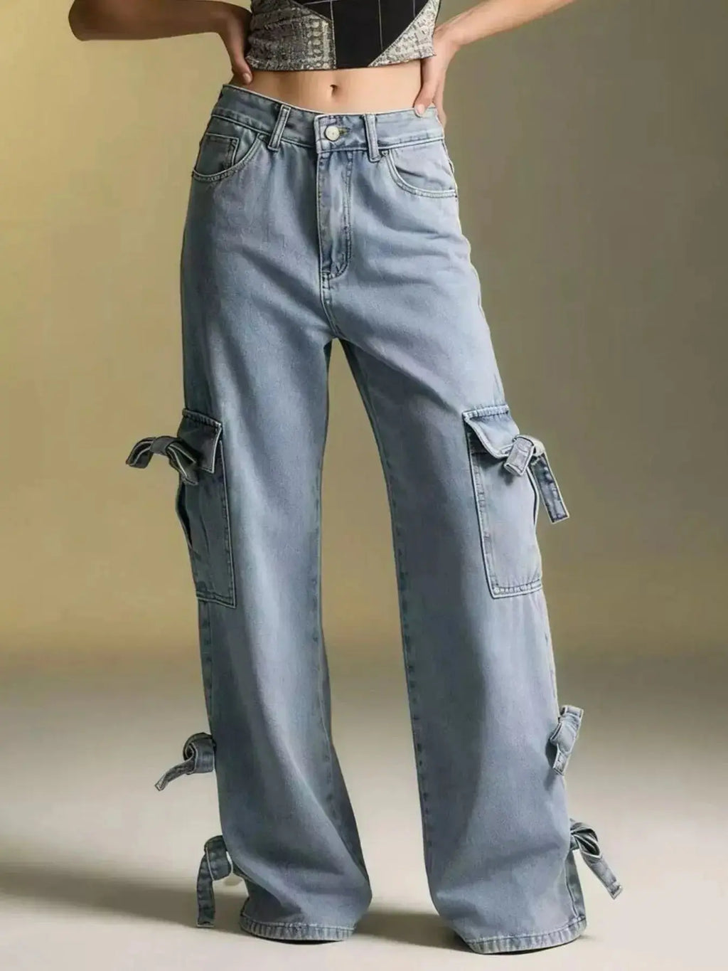 Bow Wide Leg Jeans - DaisyDrop 