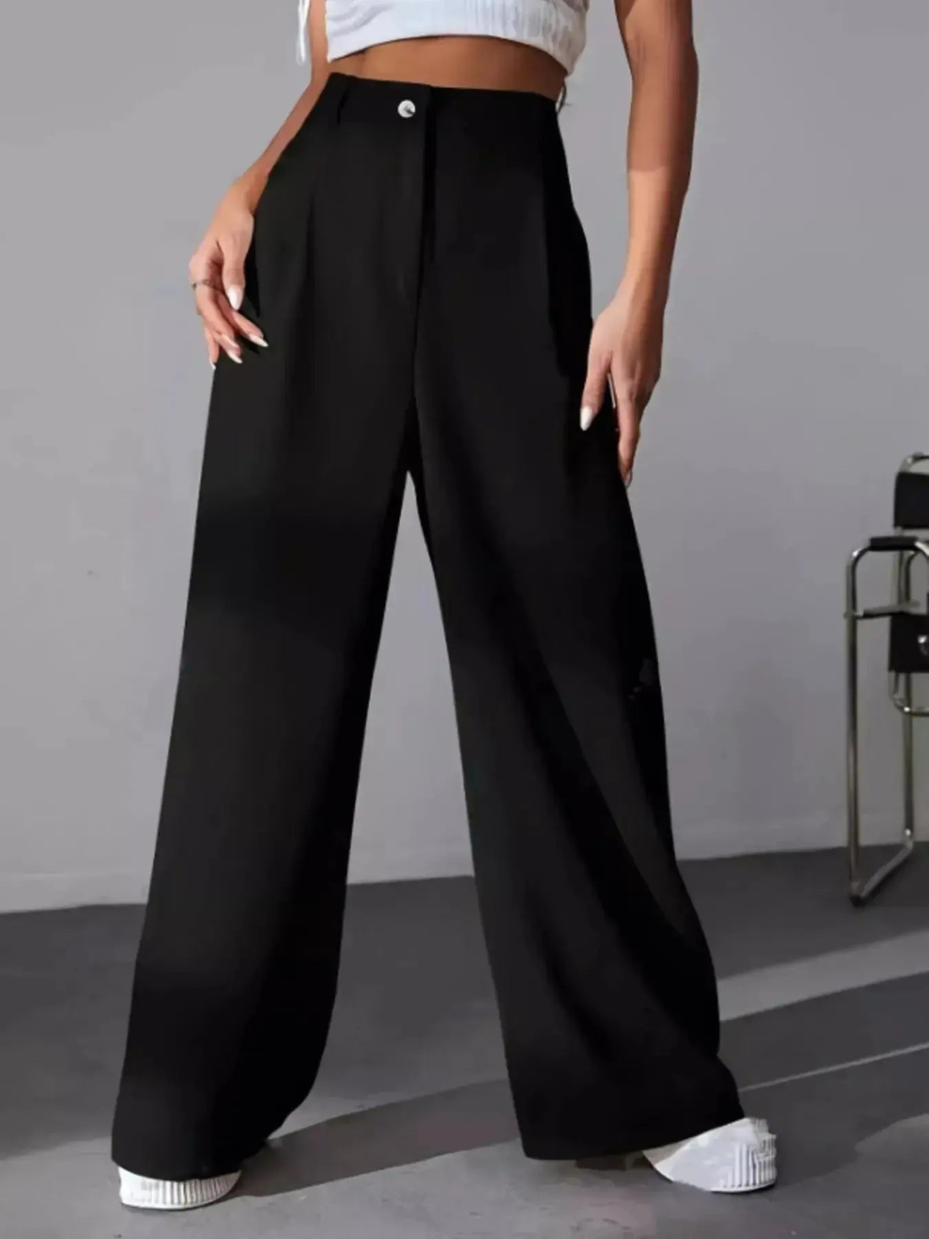 Wide Leg Pleated Pants - DaisyDrop 