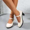 Buckle Block Heels Pumps - DaisyDrop 