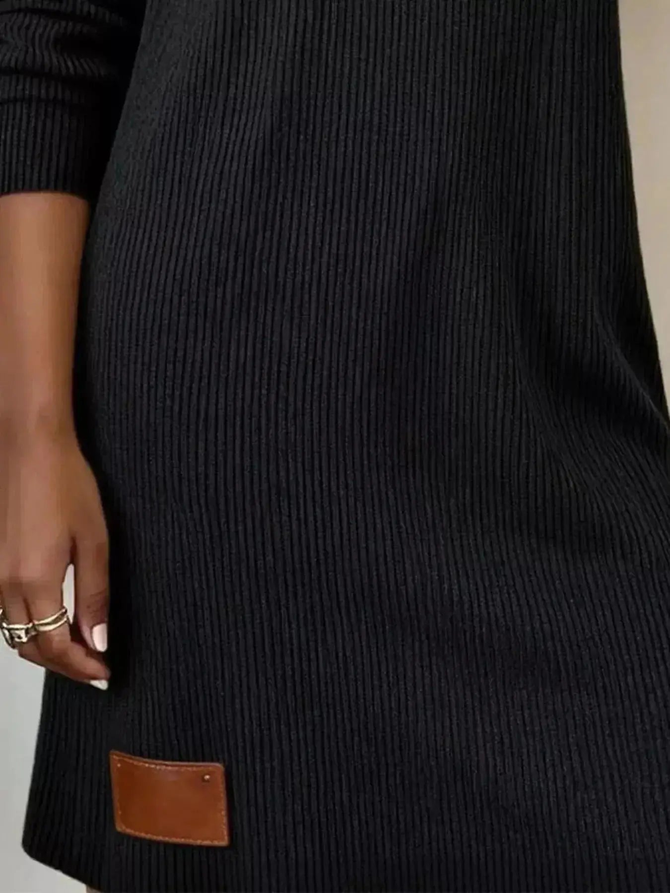 Casual Cowl Neck Ribbed Knit Mini Dress - DaisyDrop 