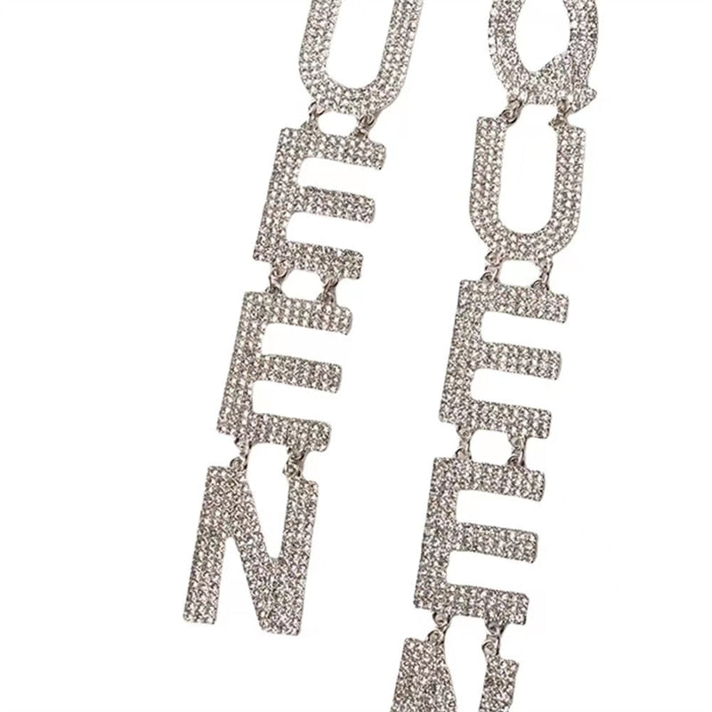 Exaggerated Queen Rhinestone Earrings for Women