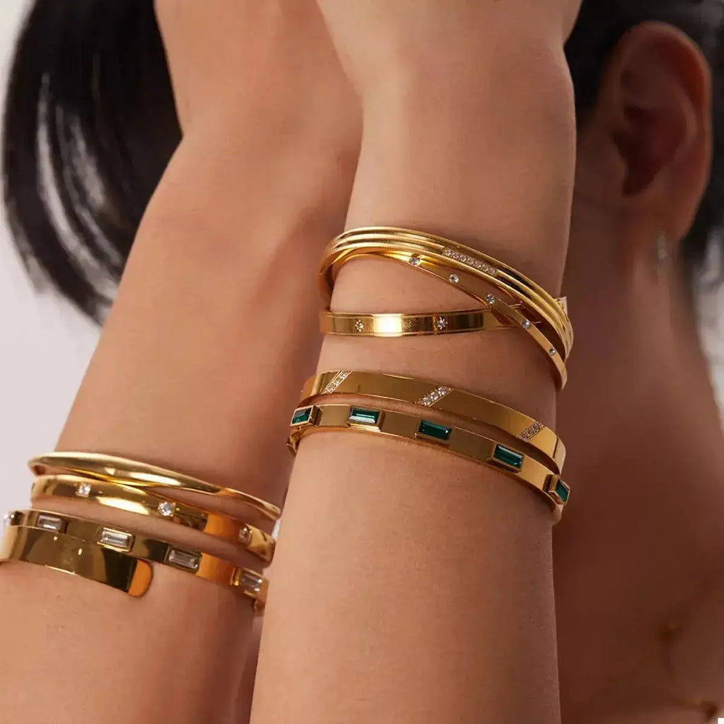 18K Gold-Plated Stainless Steel Zircon Bracelet - DaisyDrop 