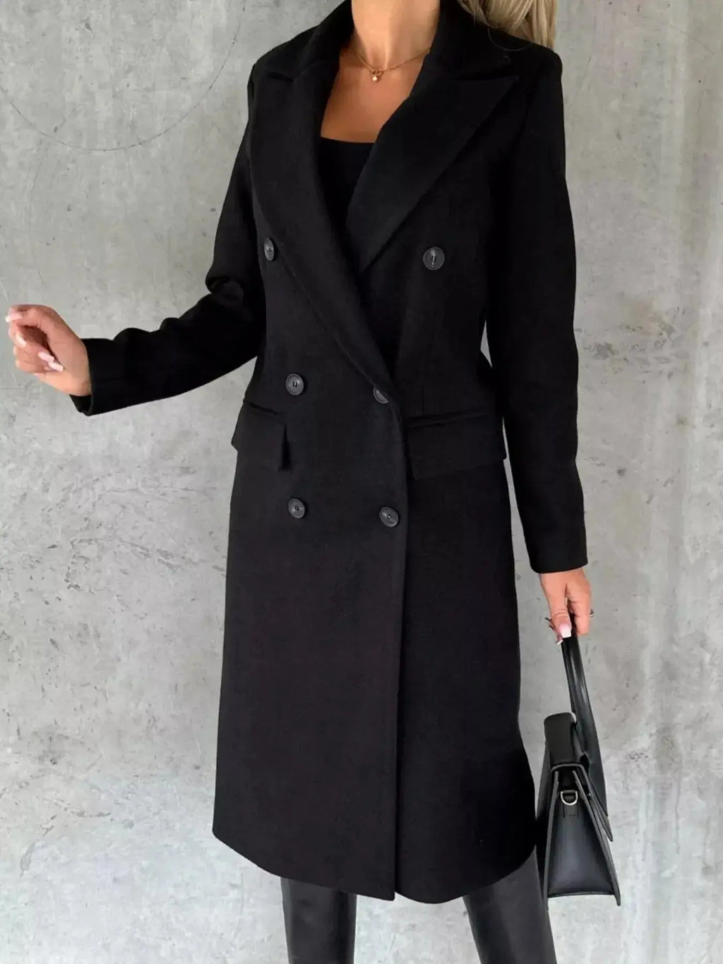 Double-Breasted Longline Coat - DaisyDrop 