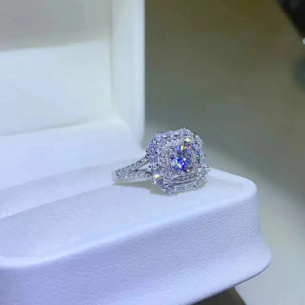 1 Carat Moissanite 925 Sterling Silver Ring - DaisyDrop 