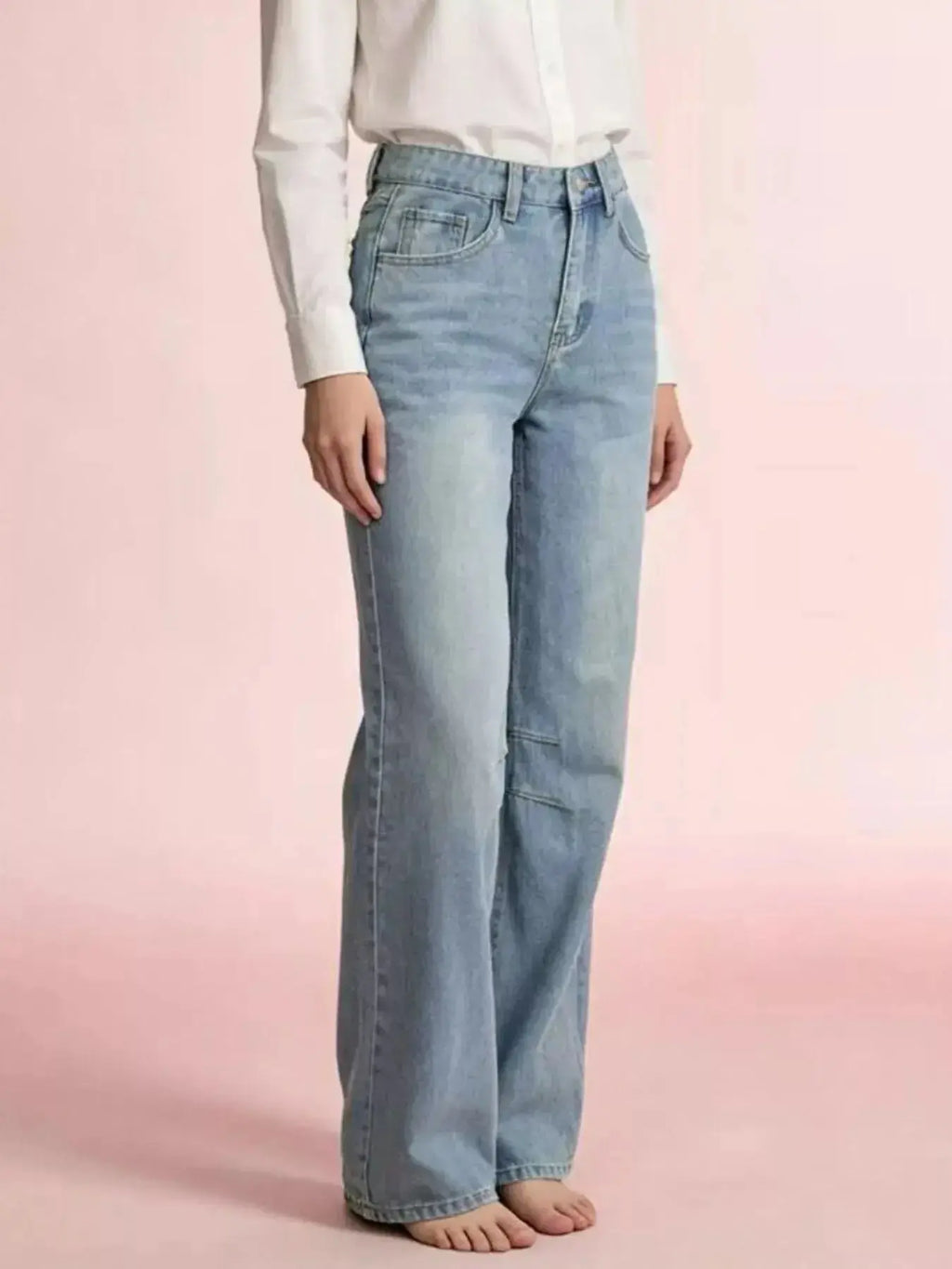 Wide Leg Wash Jeans - DaisyDrop 