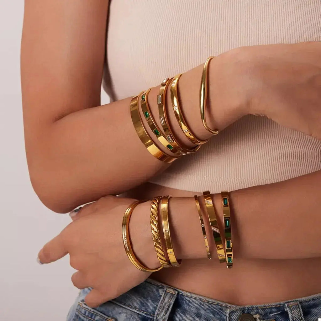 18K Gold-Plated Stainless Steel Zircon Bracelet - DaisyDrop 