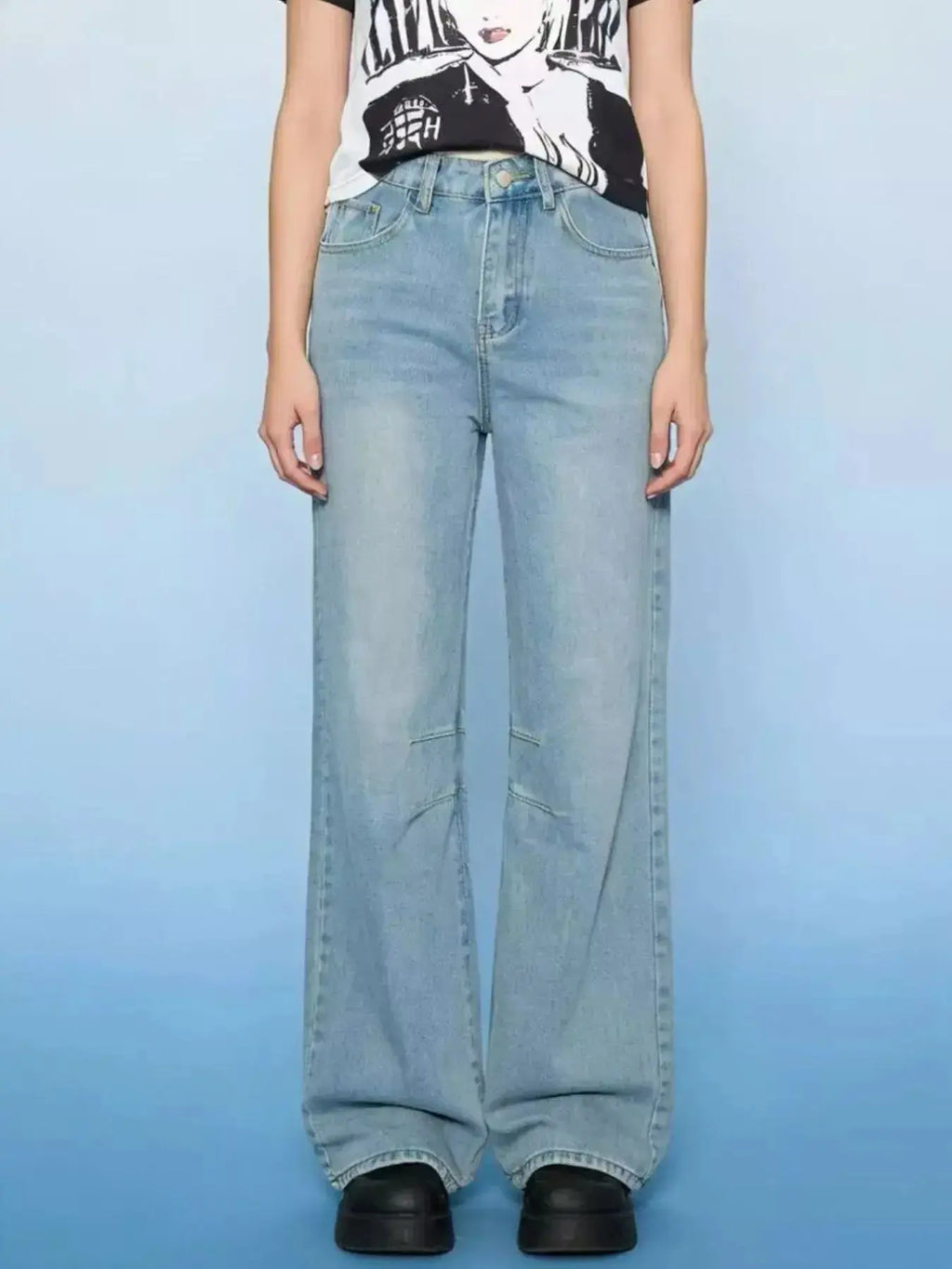 Wide Leg Wash Jeans - DaisyDrop 
