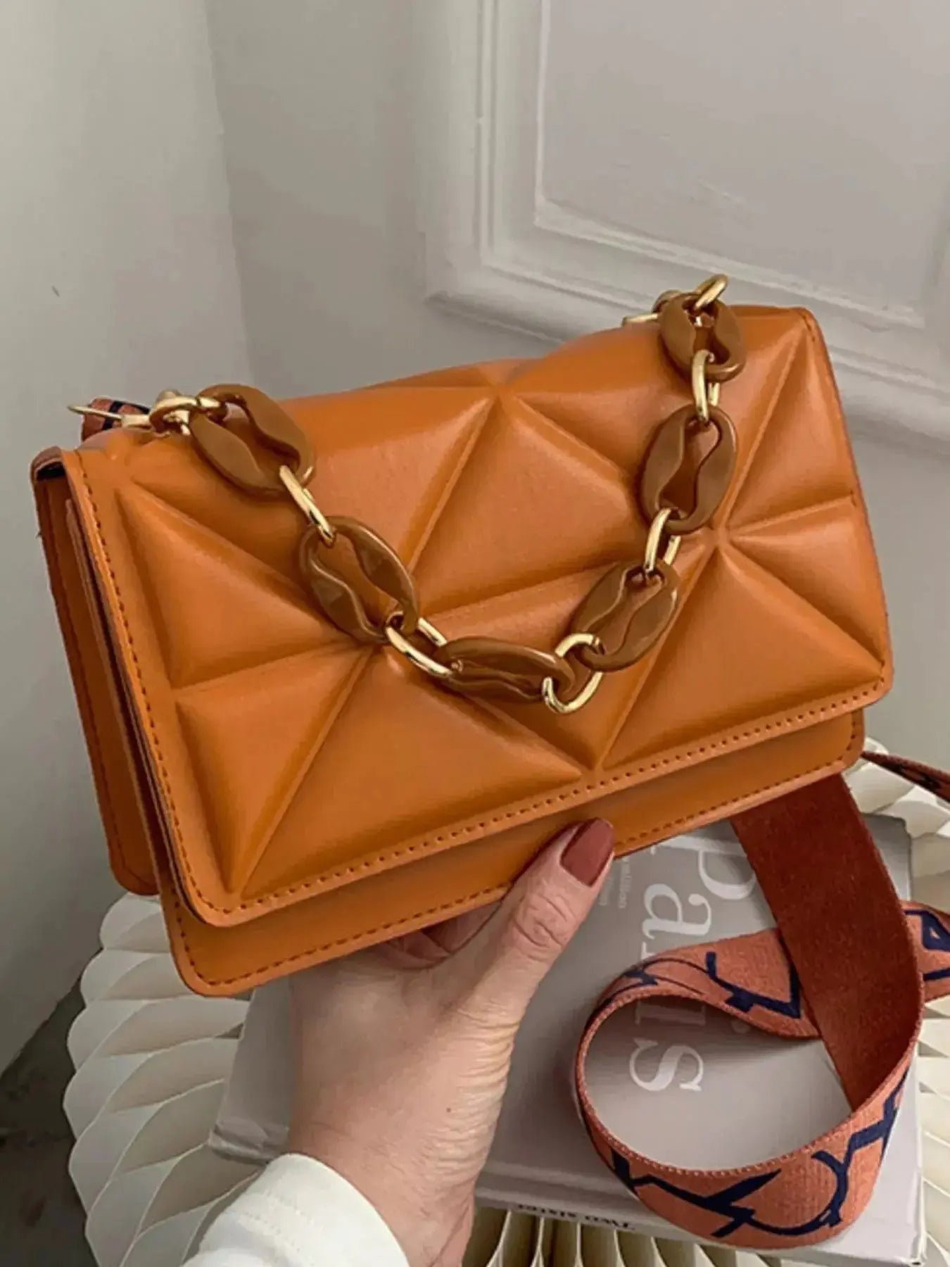 Quilted Adjustable Strap Crossbody Bag - DaisyDrop 