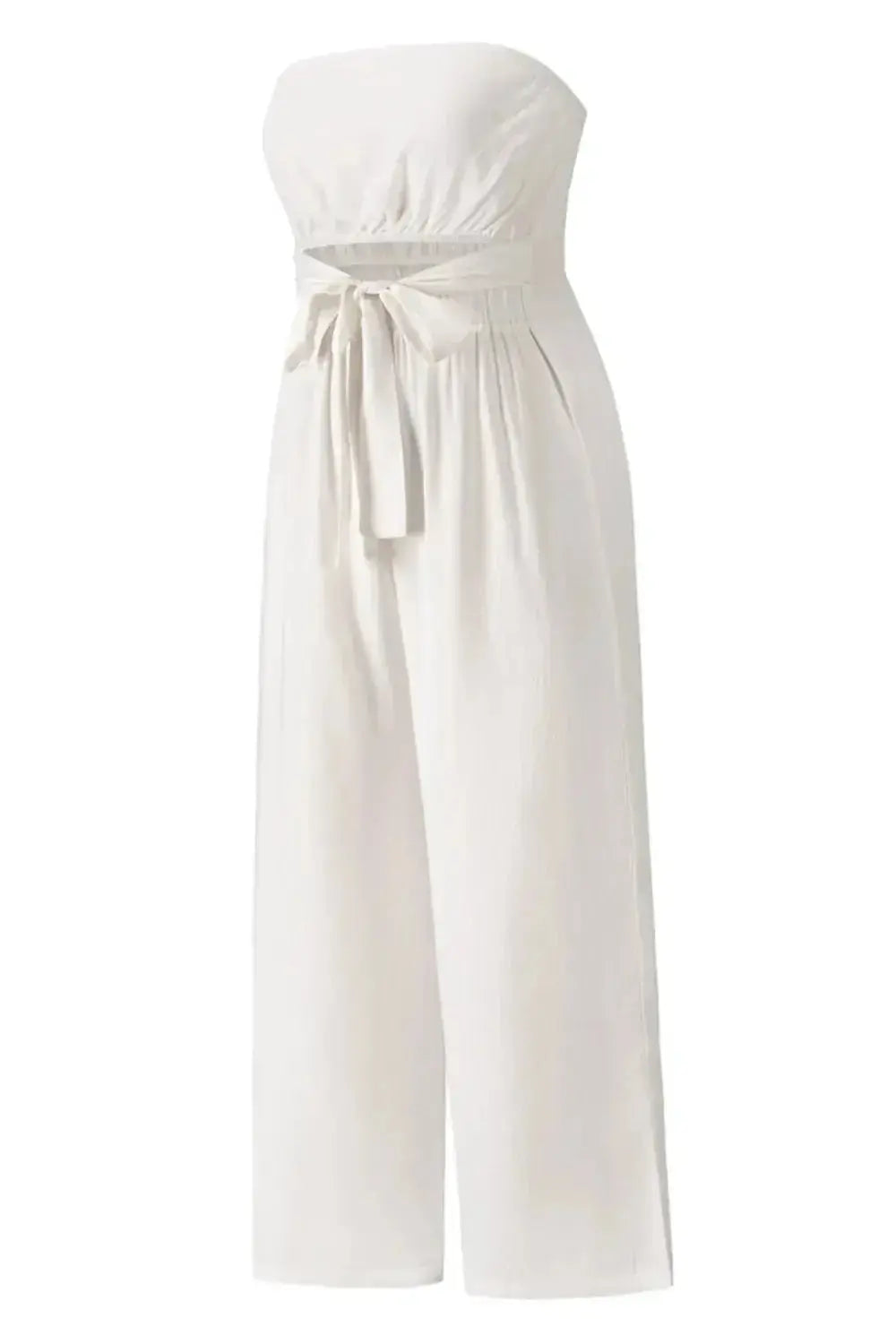 Tied Cutout Tube Wide Leg Jumpsuit - DaisyDrop 