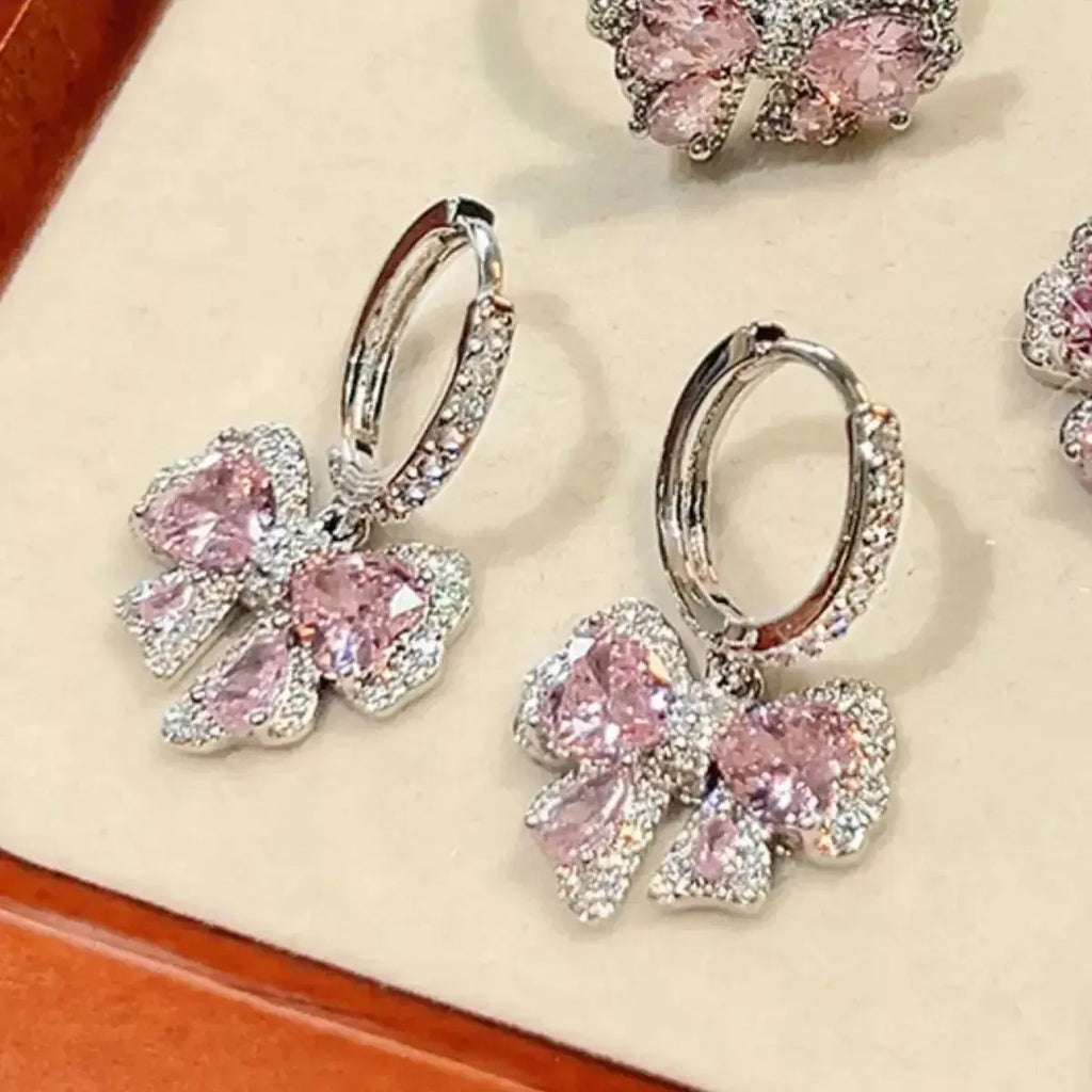 Zircon Bowknot Drop Earrings - DaisyDrop 