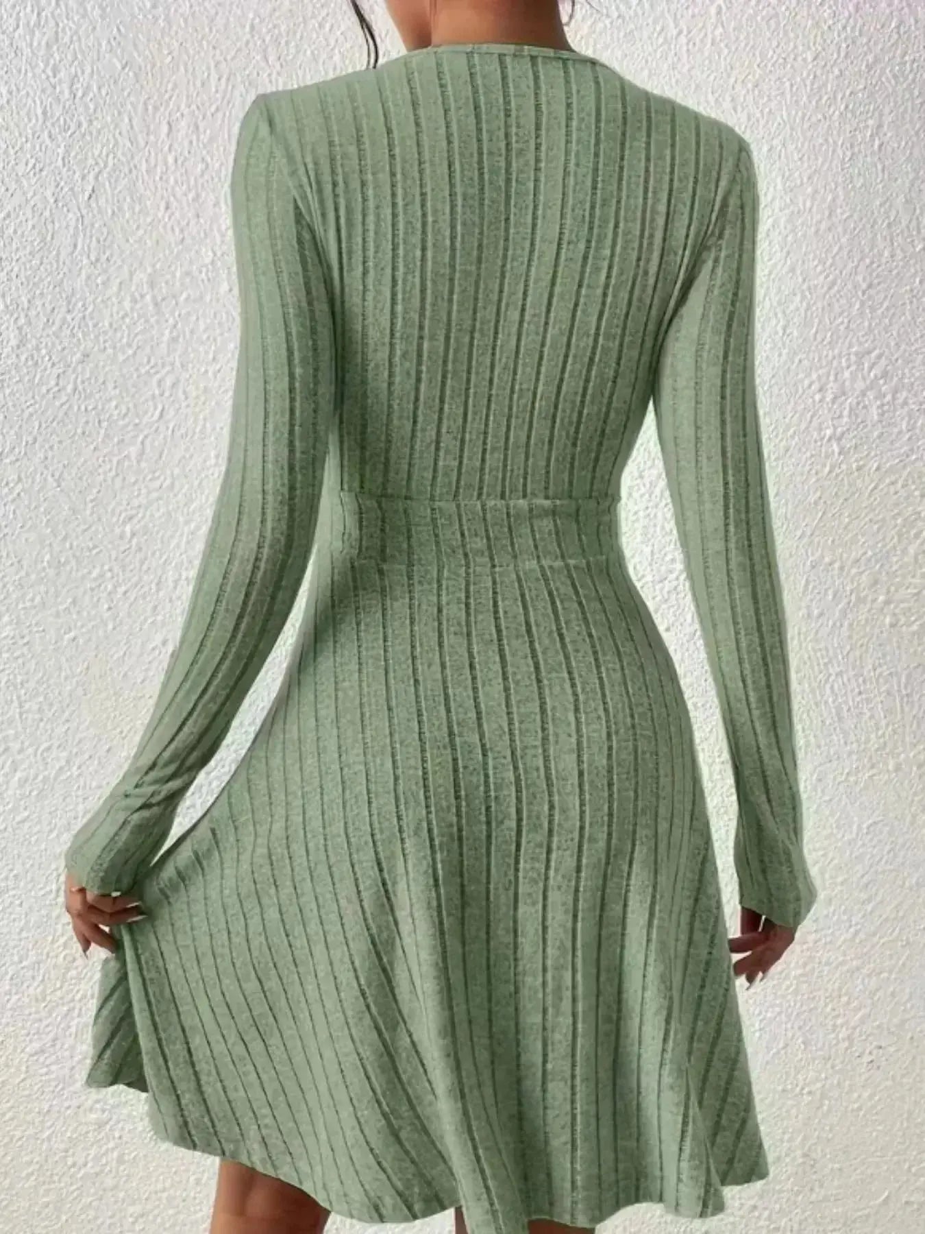 Ribbed Knit Wrap Mini Dress - DaisyDrop 