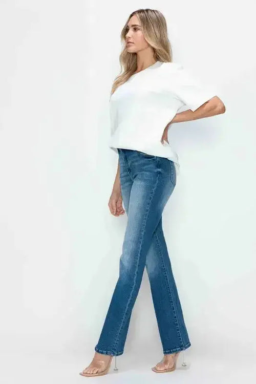 bytos Full Size Distressed High Rise Jeans with Pockets - DaisyDrop 