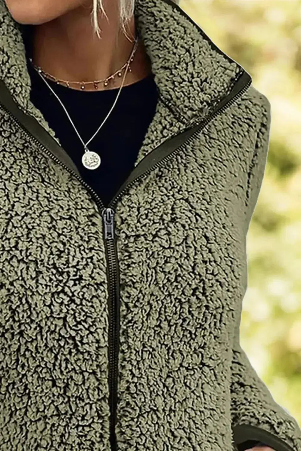 Pocketed Zip Up Turtleneck Jacket - DaisyDrop 