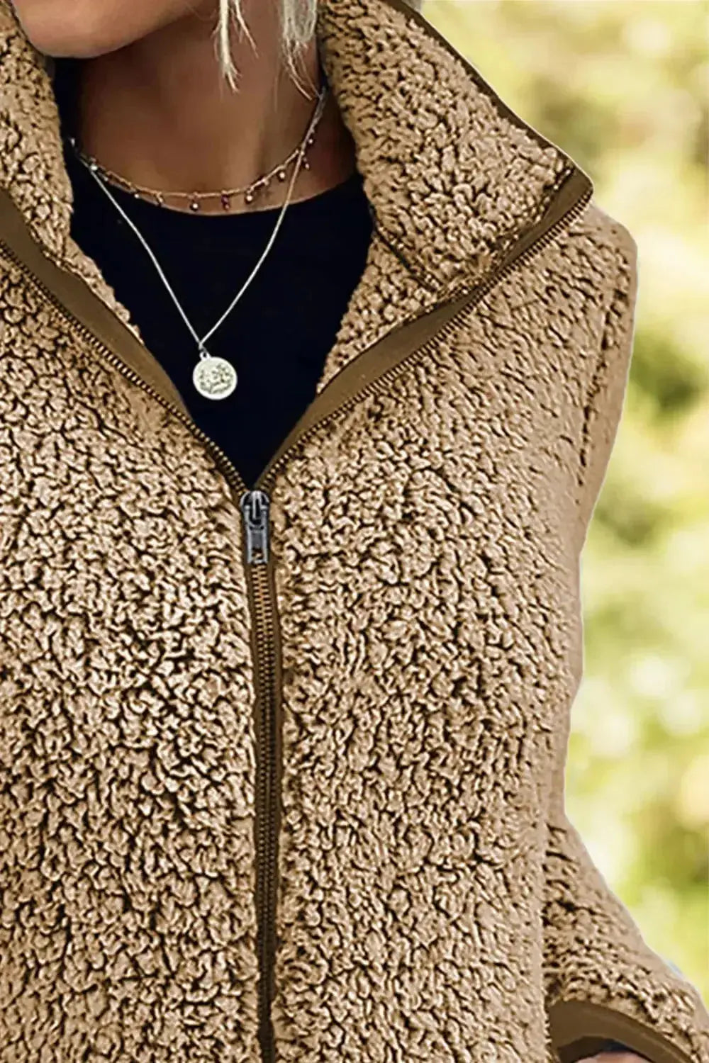 Pocketed Zip Up Turtleneck Jacket - DaisyDrop 