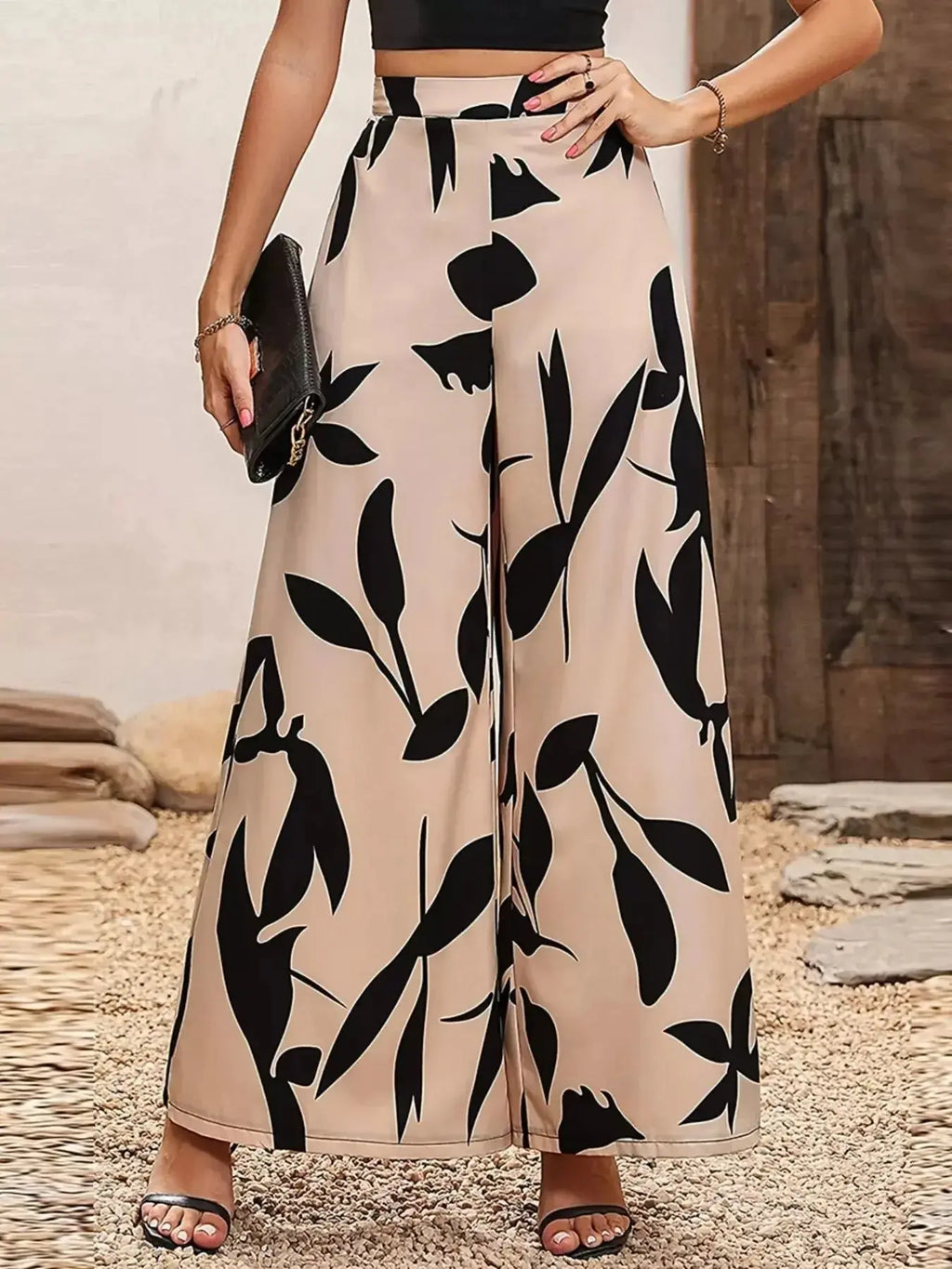 Printed Wide Leg Pants - DaisyDrop 