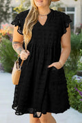 Lilith Plus Size Dotty Textured Ruffled Dress Threaded Pear