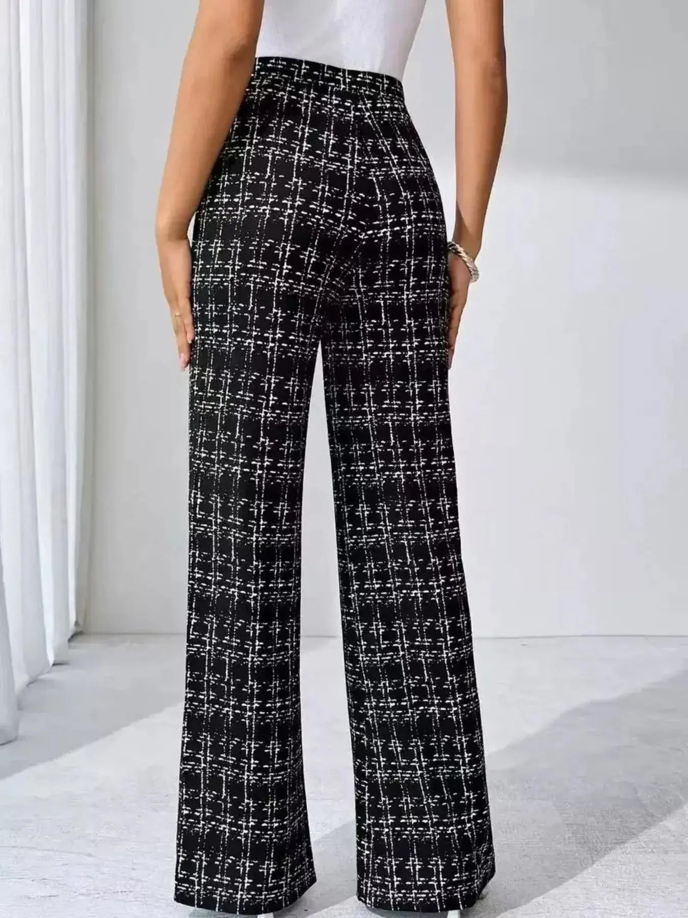 Plaid Wide Leg Pants - DaisyDrop 
