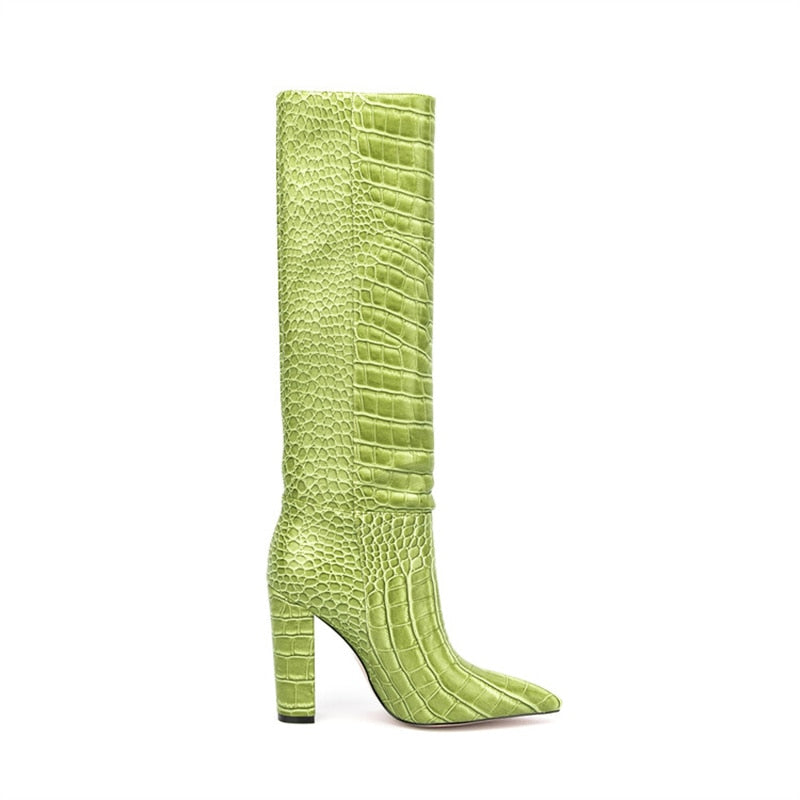 Luxury Brand Design Female Pointed Toe Knee High Boots