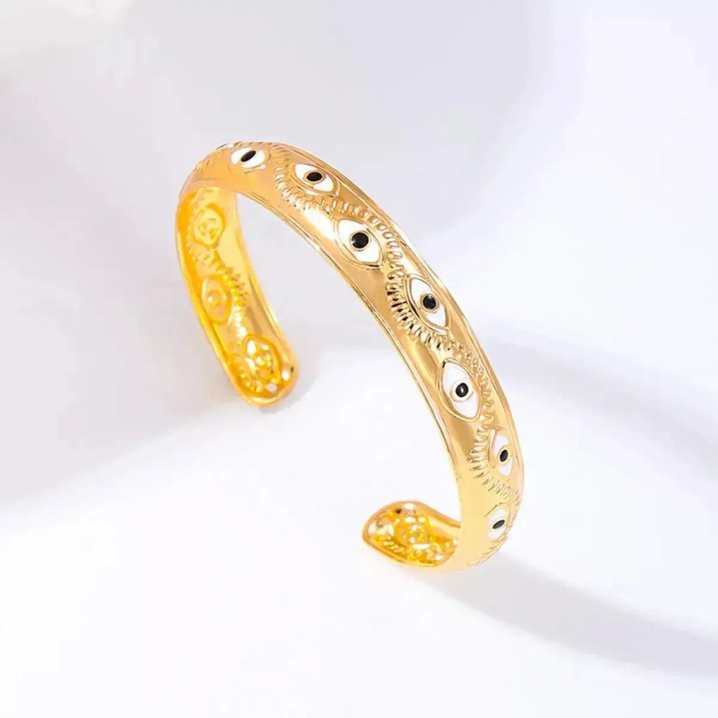 Evil Eye Open Bangle Bracelet - DaisyDrop 