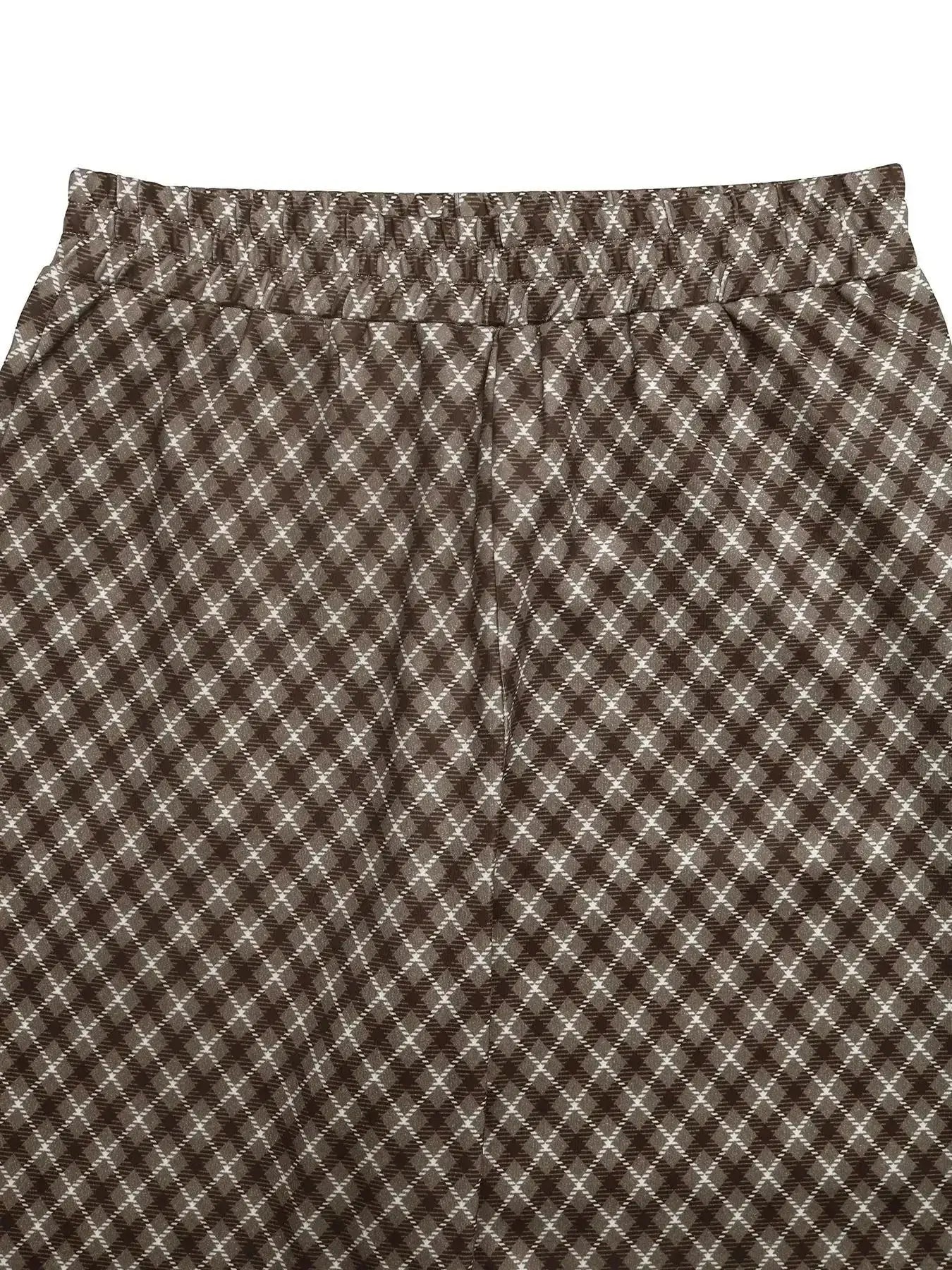 Plaid High-Waisted Wide Leg Pants - DaisyDrop 