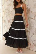 Contrast Trim Cami and Maxi Skirt Set - DaisyDrop 