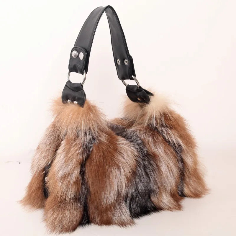 Luxury Real Fox Fur Women Handbags