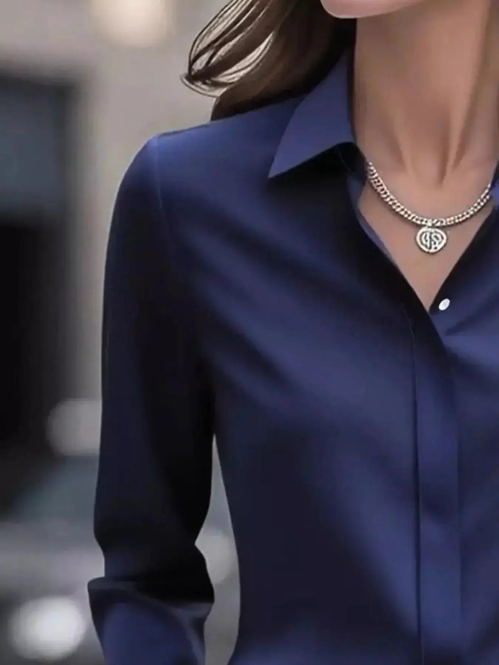 Button Down Collared Neck Long Sleeve Shirt - DaisyDrop 