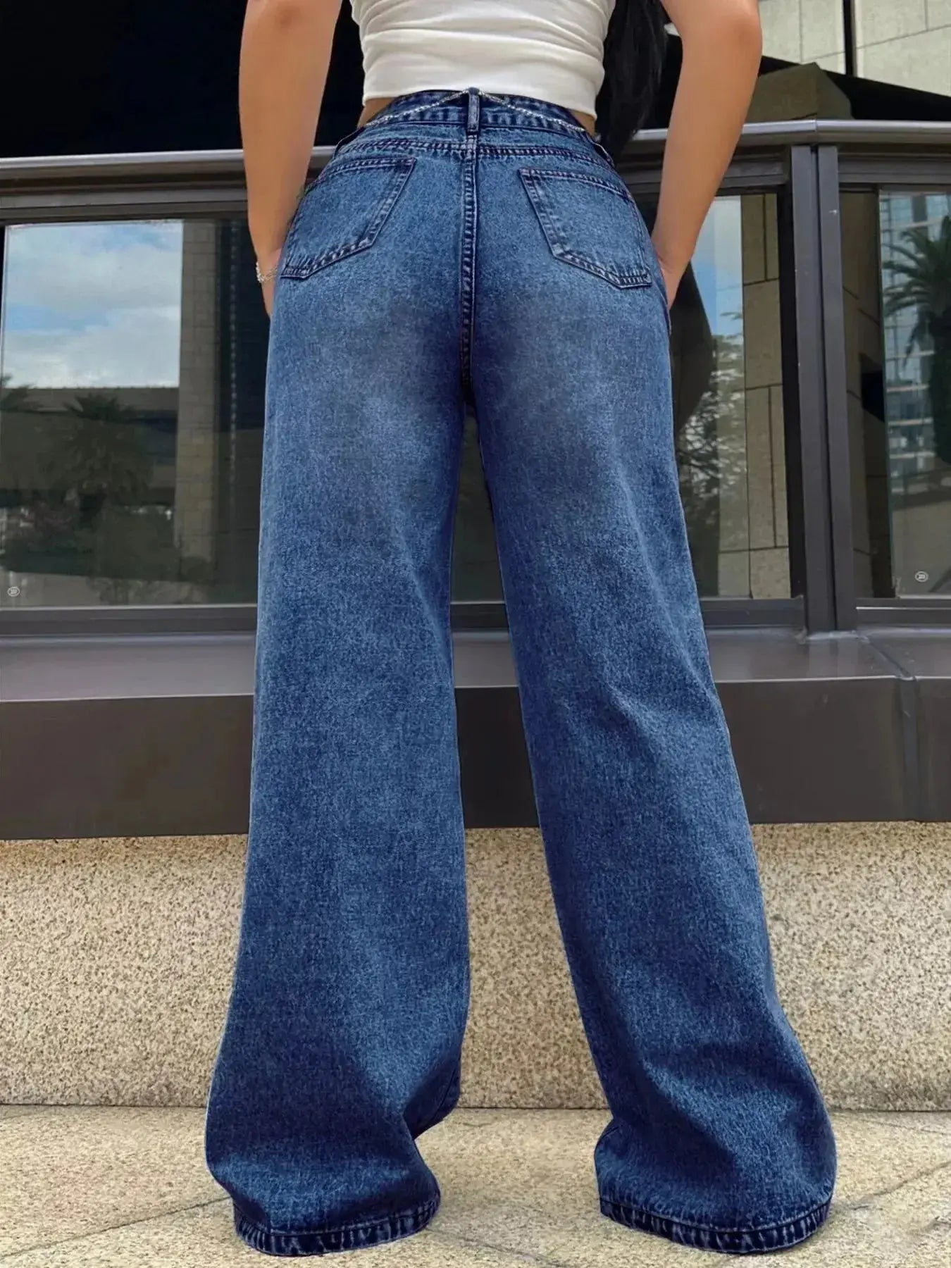 High-Waisted Wide Leg Jeans - DaisyDrop 