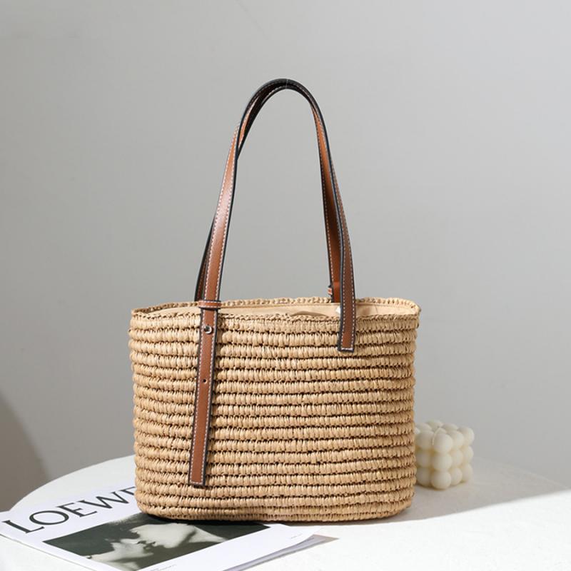 Bohemian Straw Splice Women Shoulder Natural Handmade Rattan Straw Tote