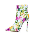 Women Pointed Toe Sexy Stilettos Steel Heels Flowers Ankle Boots eprolo