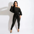 One Shoulder Lace Up Long Sleeved Trousers Jumpsuit eprolo