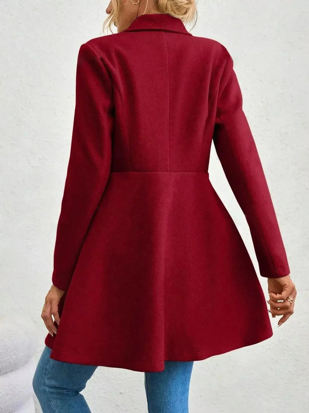 Collared Neck Double Breasted Coat - DaisyDrop 