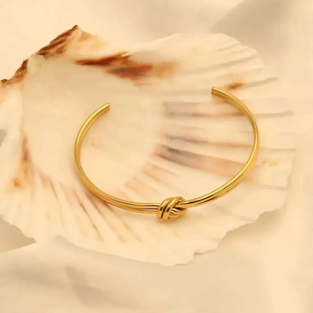 18K Gold-Plated Knot Open Bracelet - DaisyDrop 