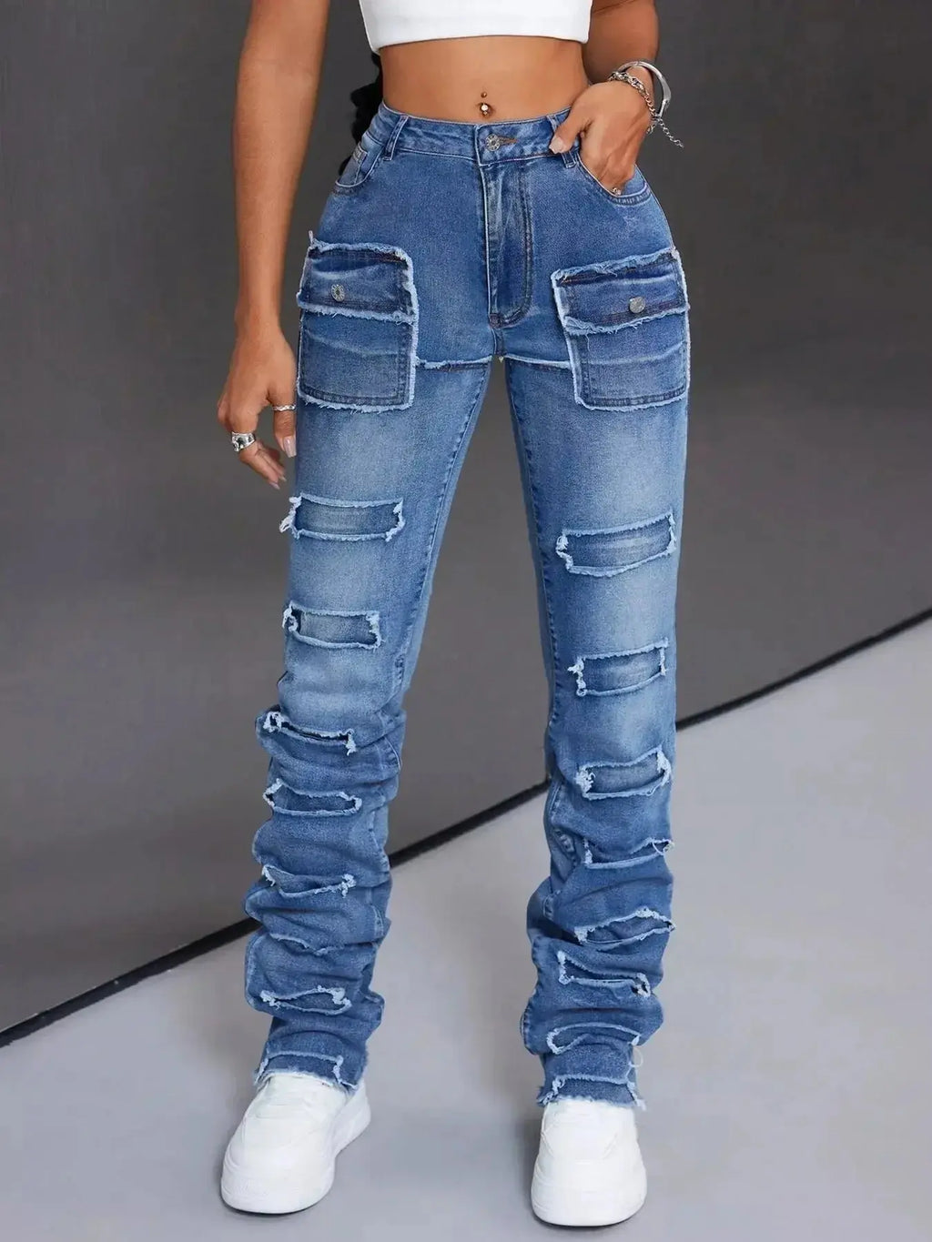 Men's Distressed Slim Fit Jeans - DaisyDrop 