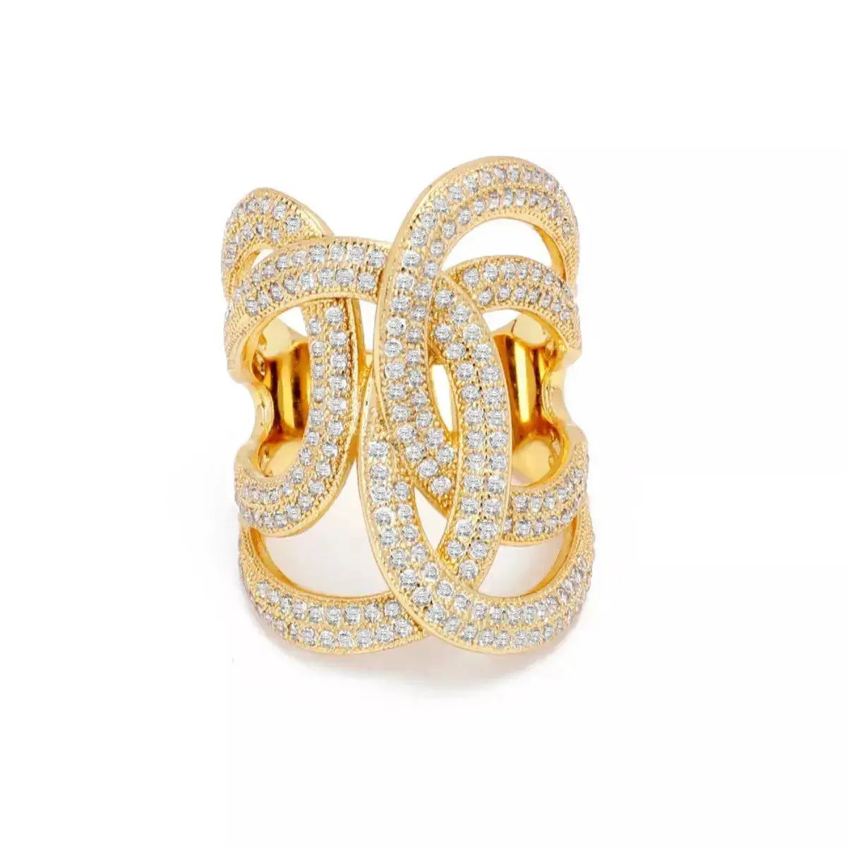 18K Gold-Plated Zircon Interwoven Ring - DaisyDrop 