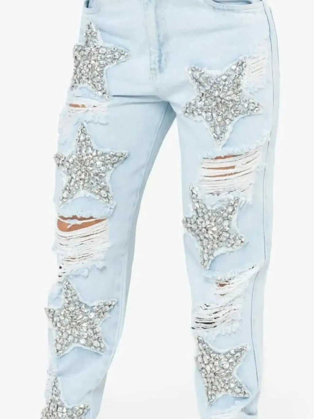 Distressed Star Wash Boyfriend Jeans - DaisyDrop 
