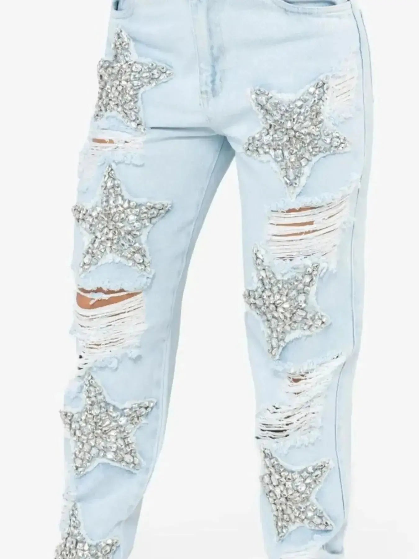 Distressed Star Wash Boyfriend Jeans - DaisyDrop 