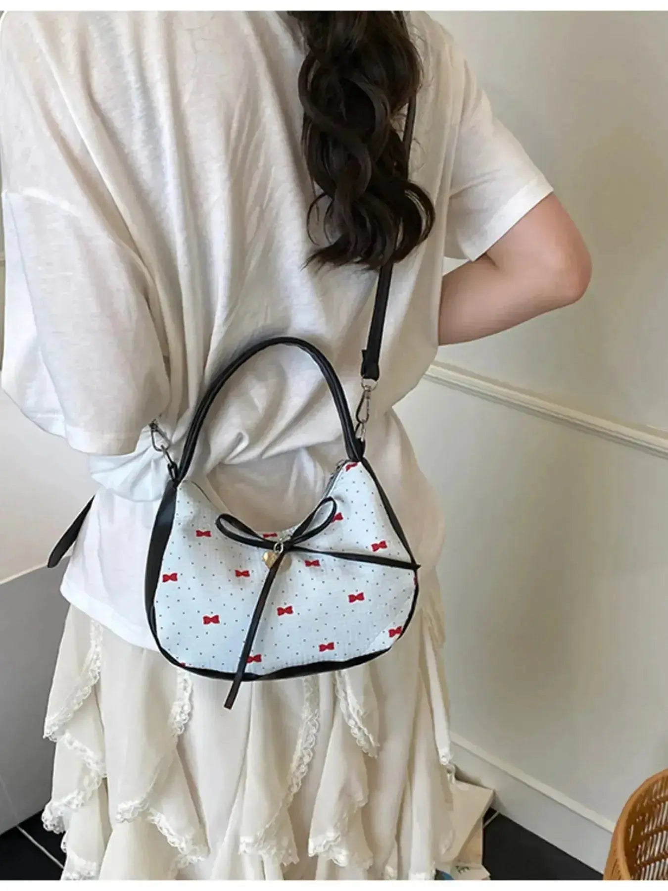 Printed Bow Shoulder Bag - DaisyDrop 