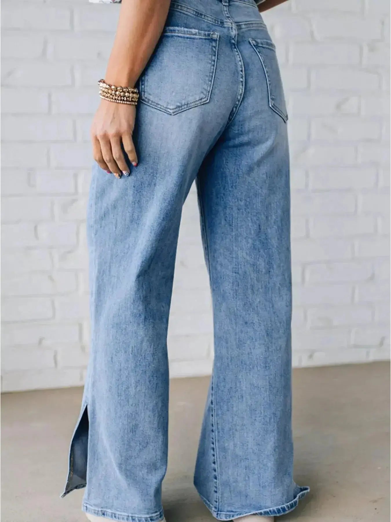 Slit Wide Leg Jeans - DaisyDrop 
