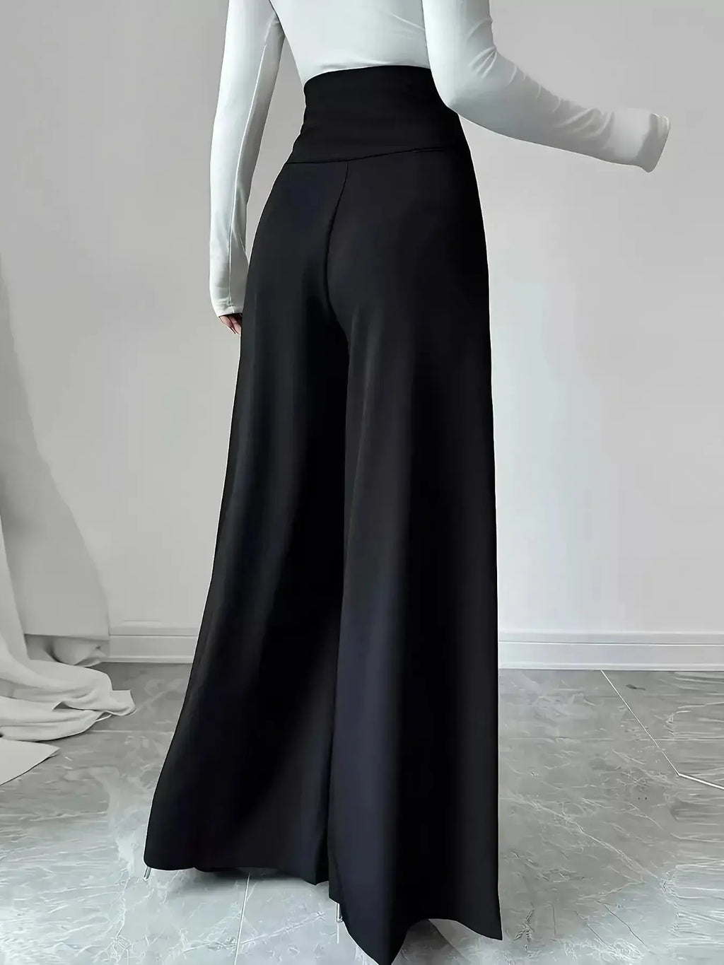 High Waist Wide Leg Button Decor Pants - DaisyDrop 