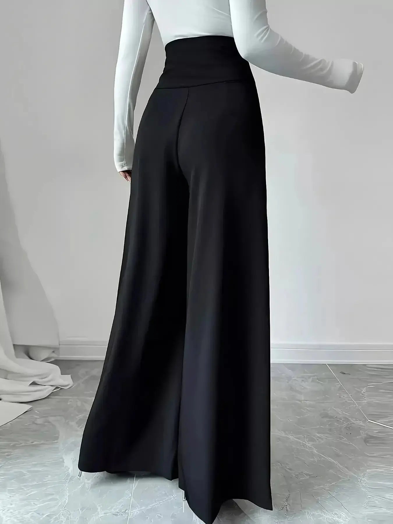 High Waist Wide Leg Button Decor Pants - DaisyDrop 