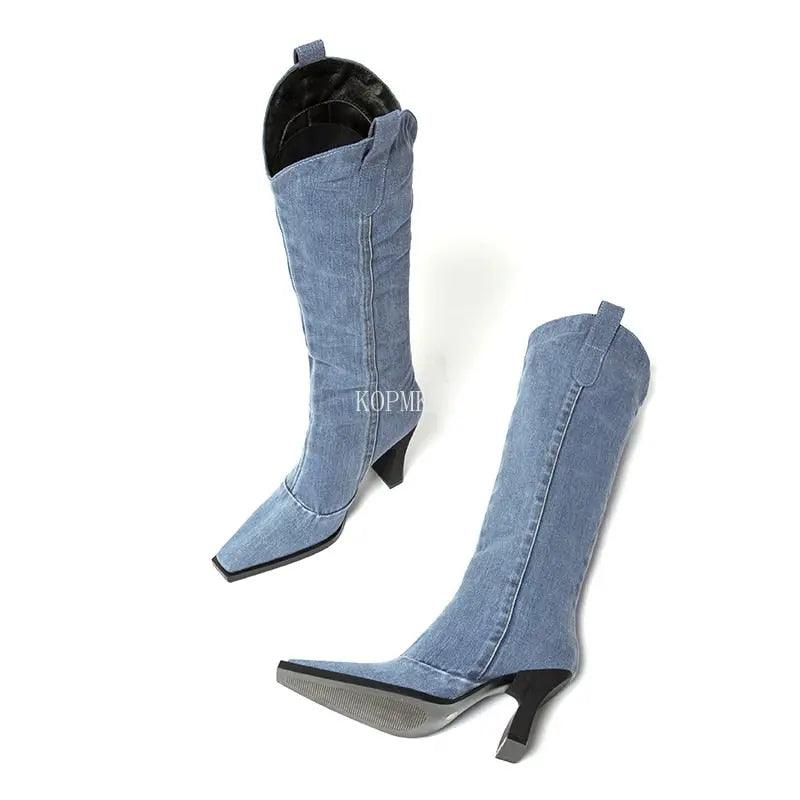 New Denim Ladies Non-slip Boots Fashion Thick-soled Spring Thigh High Boots Women Fashion Casual Shoes Boots eprolo