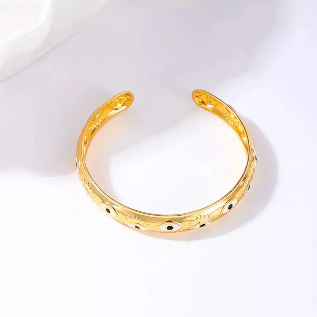Evil Eye Open Bangle Bracelet - DaisyDrop 