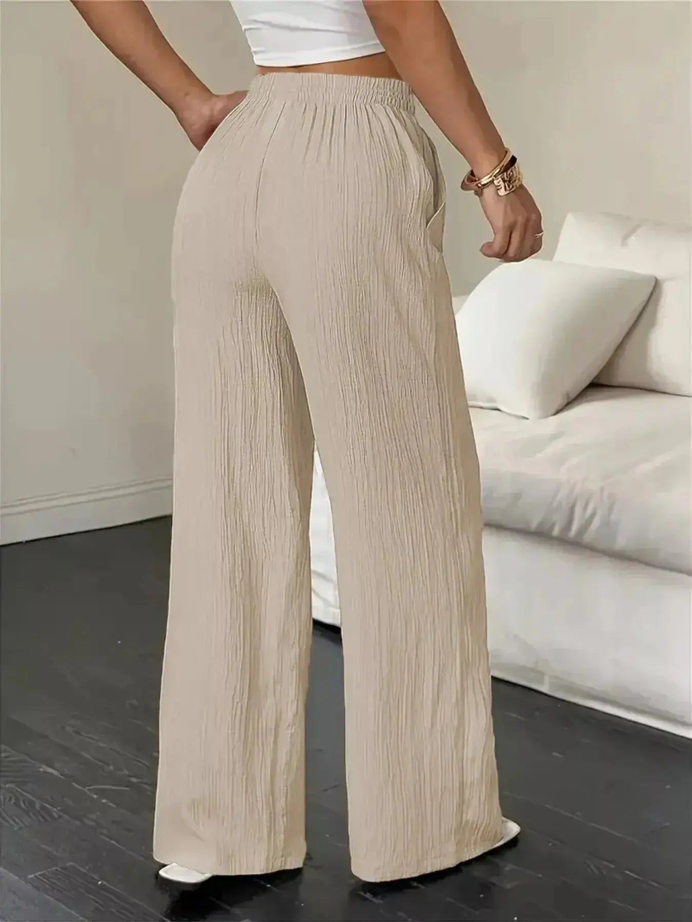 Wide Leg Pants with Drawstring - DaisyDrop 