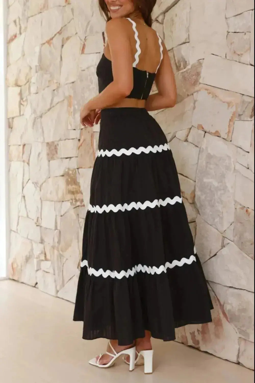 Contrast Trim Cami and Maxi Skirt Set - DaisyDrop 
