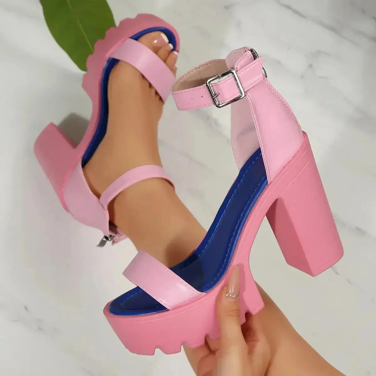 Chunky Platform Ankle Strap Sandals - DaisyDrop 